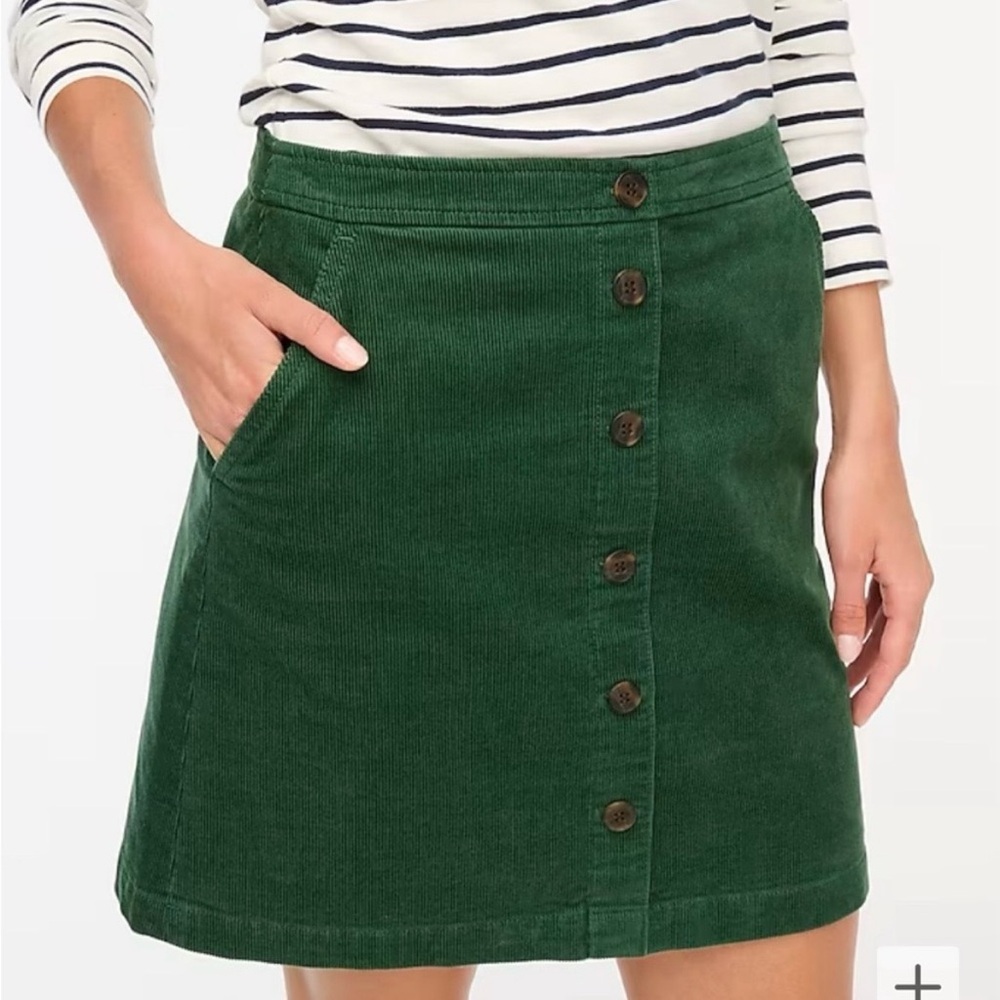 J. Crew Deep Green Button-Up Mini Skirt